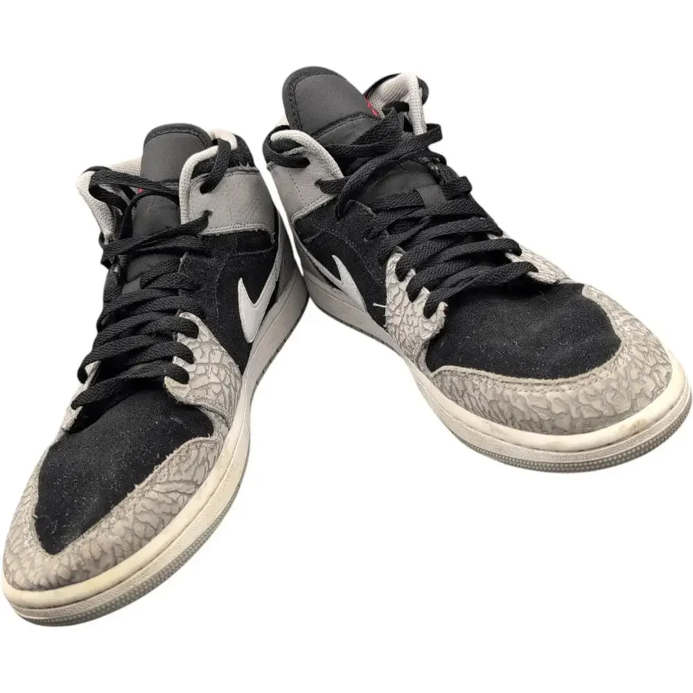 Nike Air Jordan 1 Mid SE Shoes Mens 10.5 Black Grey‎ Elephant Print DM1200-016